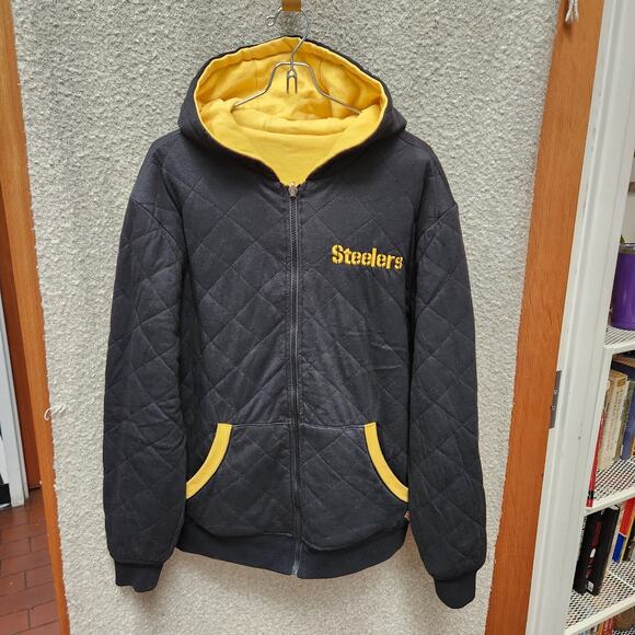 Pittsburgh Steelers Reversible NFL Logo Yellow Black Sweatshirt Jacket Men's S - Picture 4 of 11